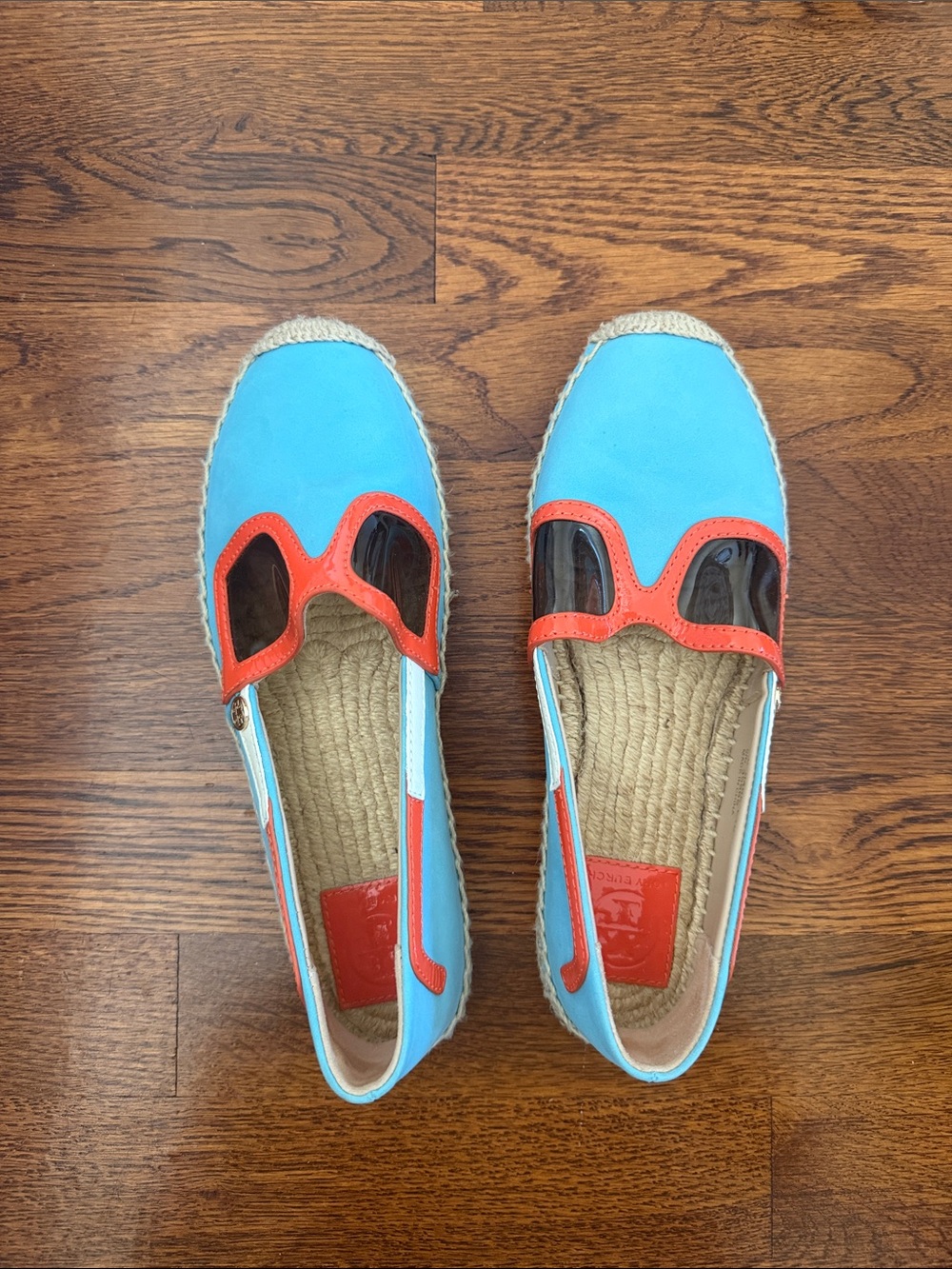 EUC TORY BURCH LEATHER Women’s Blue and Red Slip-On Espadrilles SIZE 7